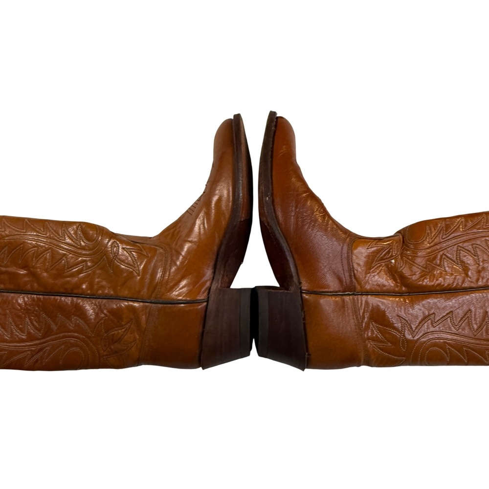 Vintage 90s Dan Post Cowboy Boots Womens 6.5C Brown Leather Western Cowgirl USA - Picture 3 of 9